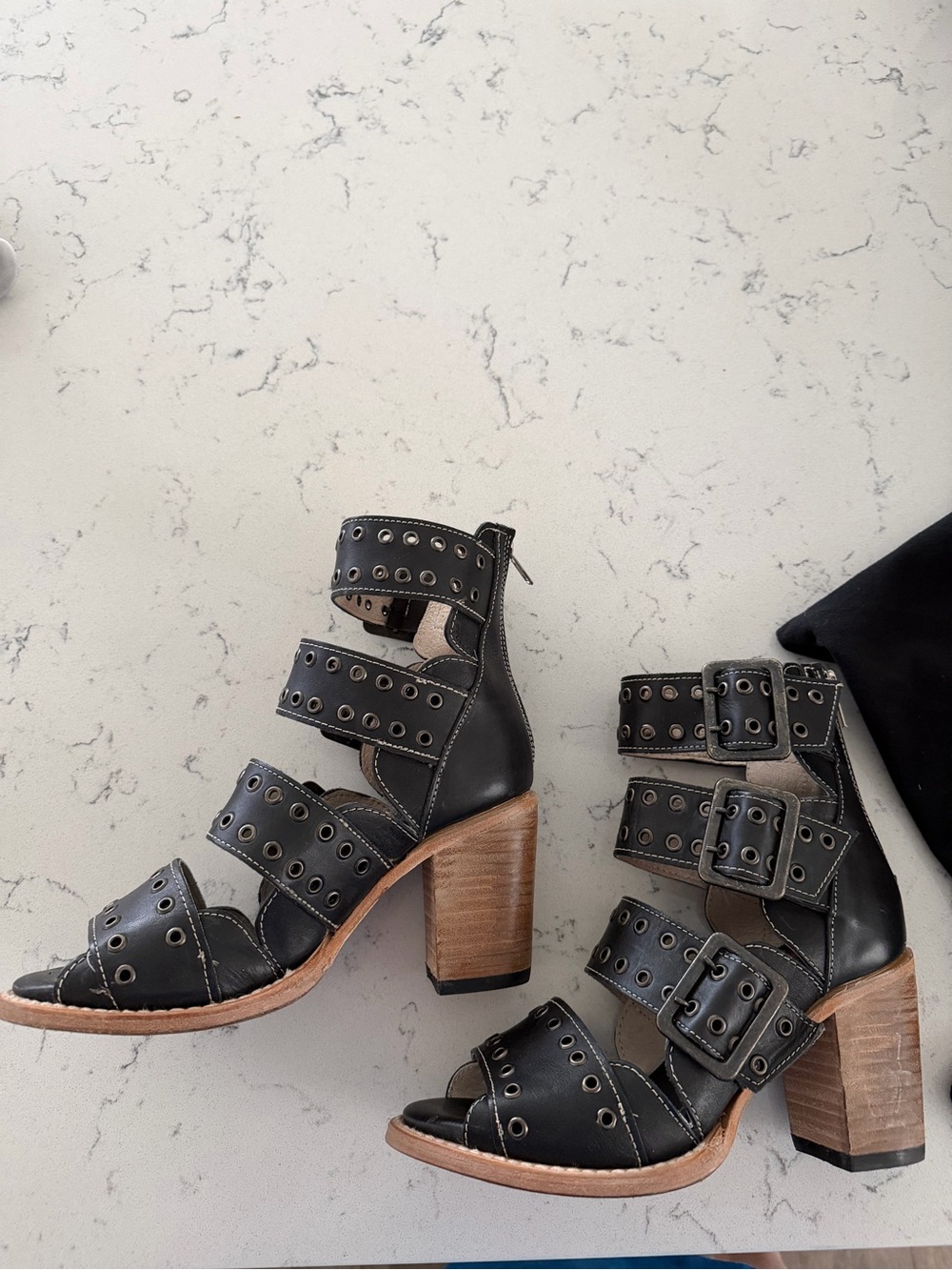 Freebird Blake by Steven Black Leather Buckle Sandals - Black - Picture 5 of 7